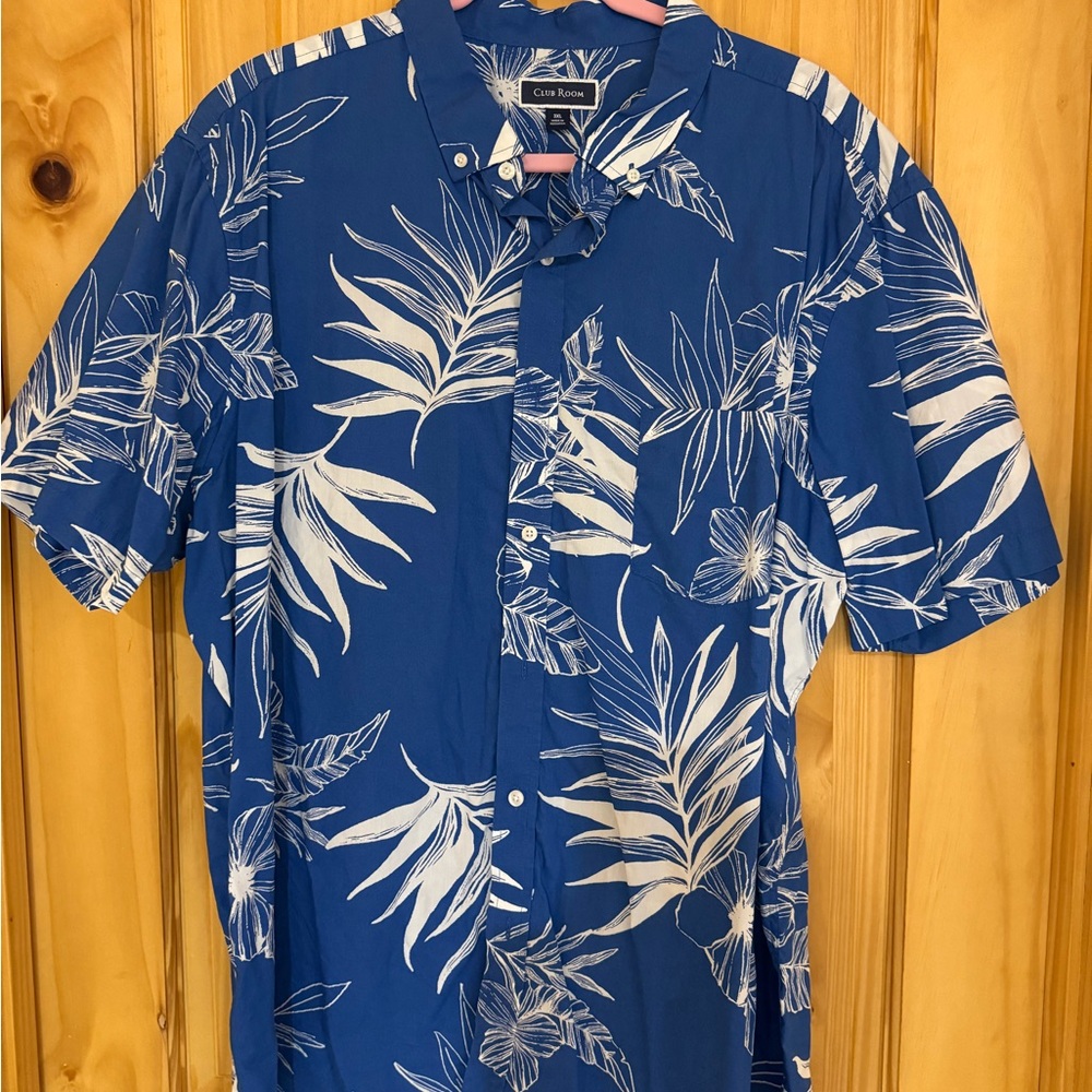 Club Room Blue and White Casual Button Down Shirt size 3XL